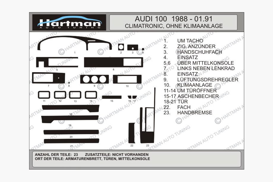 Audi 100 C3 1988-1991 Coperture cruscotto (Hartman) Image