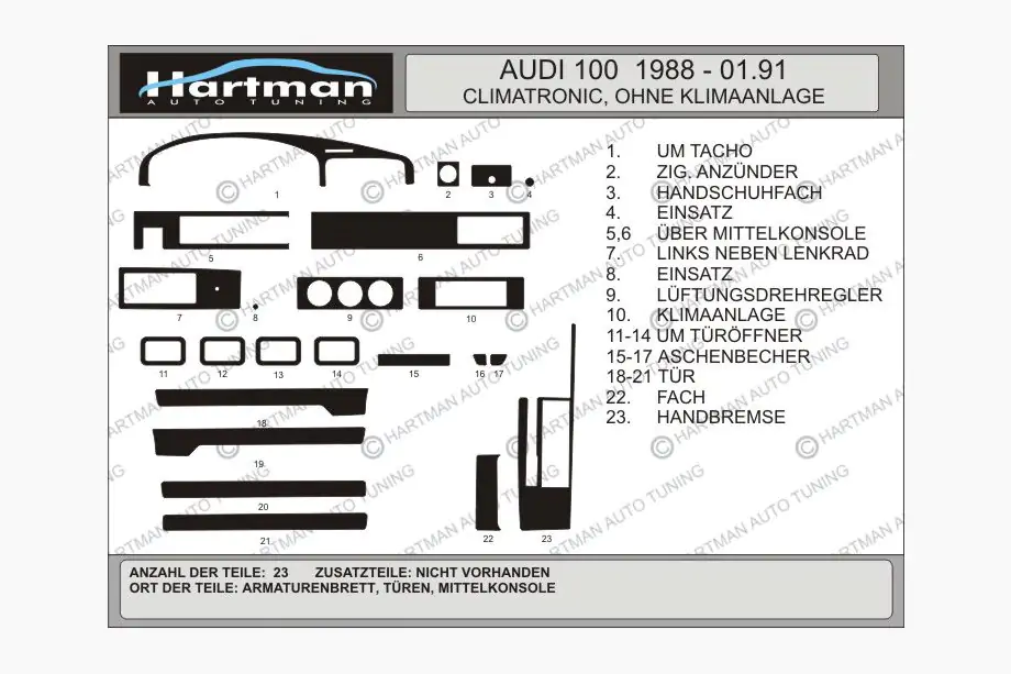 Audi 100 C3 1988-1991 Coperture cruscotto (Hartman) Blu Foto 1