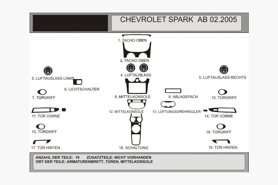 Chevrolet Spark 2004-2009 Coperture cruscotto (Hartman) Image