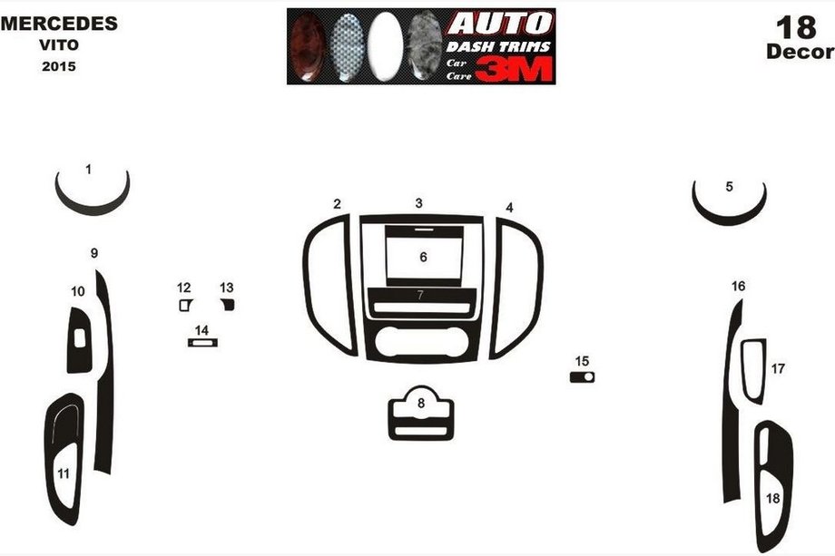 Mercedes Vito/V-class W447 2014- Coperture Cruscotto Carbonio Foto 6