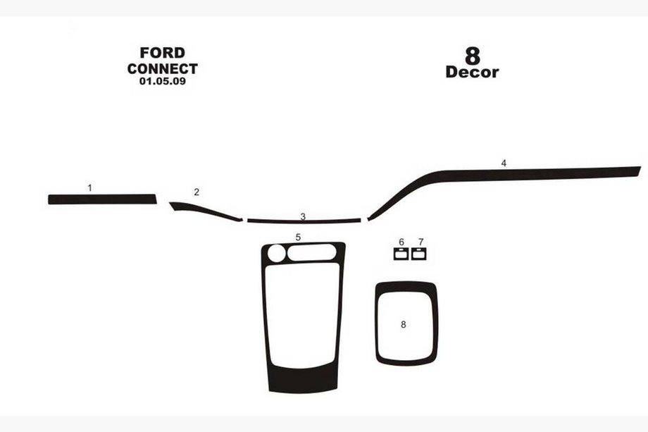 Ford Connect 2010-2013 Coperture cruscotto (Set piccolo) Carbonio Foto 3