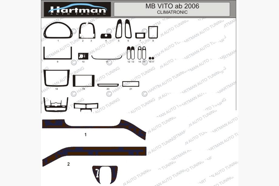Mercedes Viano 2004-2014 Coperture cruscotto (modello con climatizzatore elettronico) Image