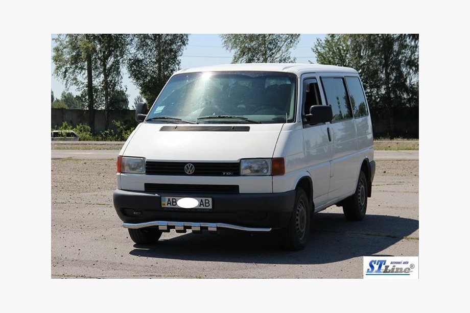 Volkswagen T4 Transporter 1990-2003 Protezione anteriore con griglia ST010 (acciaio inox) Foto 3