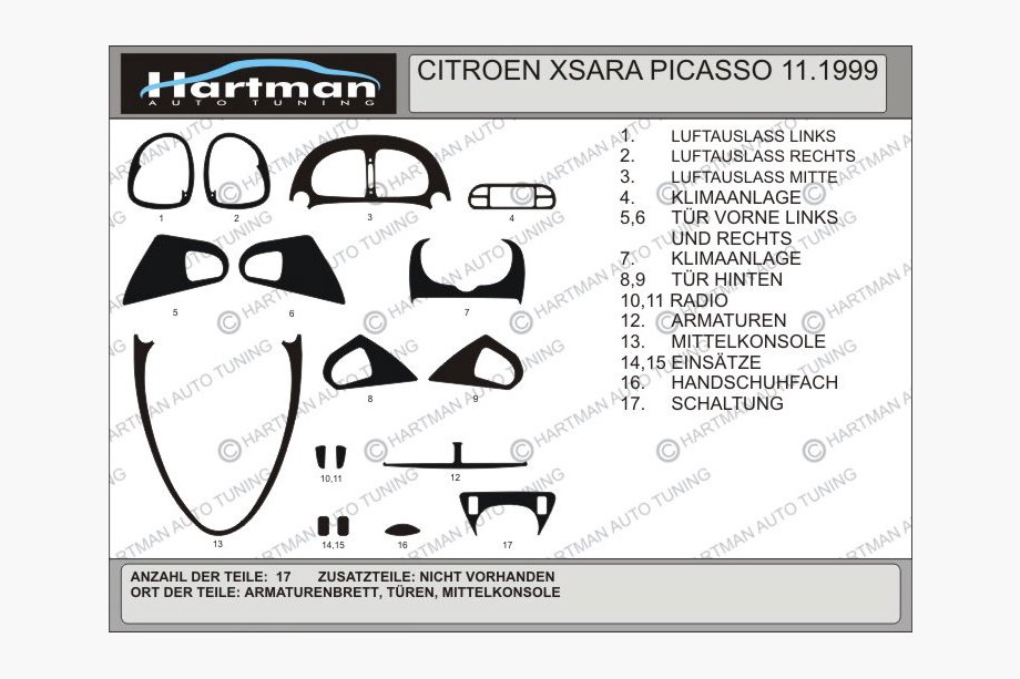 Citroen Xsara Picasso 1999-2012 Coperture rivestimenti interni tuning Hartman Image