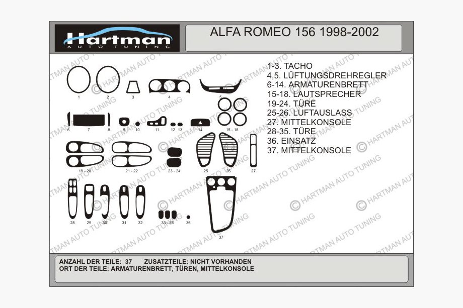 Alfa Romeo 156 1997-2007 Coperture cruscotto (Hartman) Image
