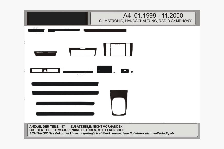 Audi A4 B5 1994–2001 Offerta! Coperture cruscotto effetto legno (1999-2001) Image