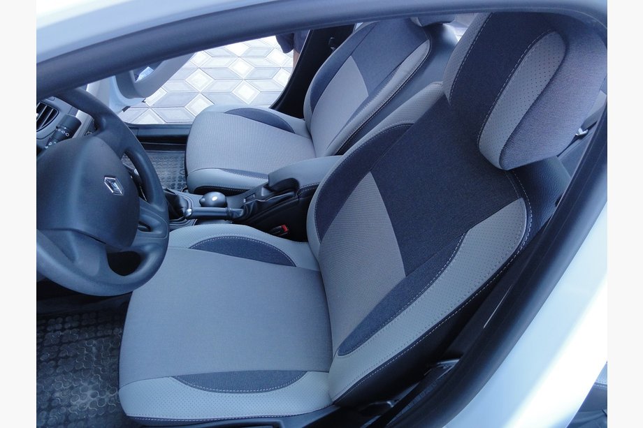 Renault Fluence 2009-2016 Coprisedi Auto (2009-2012, Ecopelle↗Tessuto, Premium) Schienali separati Image