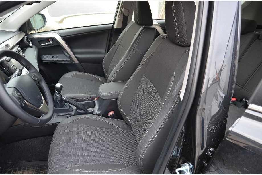 Toyota Rav 4 2013-2018 Coprisedi Auto (Similpelle↗Tessuto, Premium) Foto 1