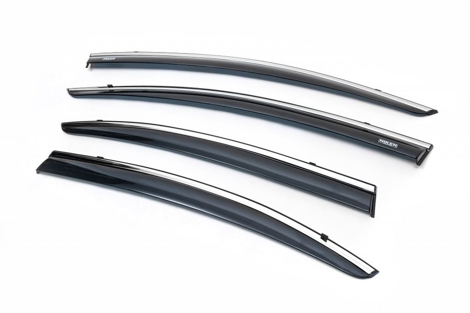 Honda Civic Sedan IX 2011-2016 Deflettori finestrini con profilo cromato (4 pz, Niken) Image