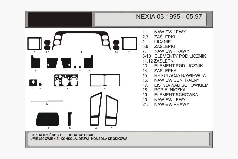 Daewoo Nexia 1995-2016 OFFERTA! Rivestimenti cruscotto effetto legno (1995-1997) Image