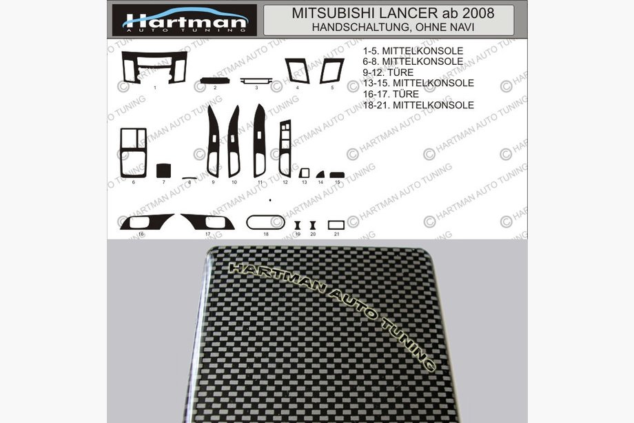 Mitsubishi Lancer X 2008- OFFERTA! Cover cruscotto effetto carbonio Image