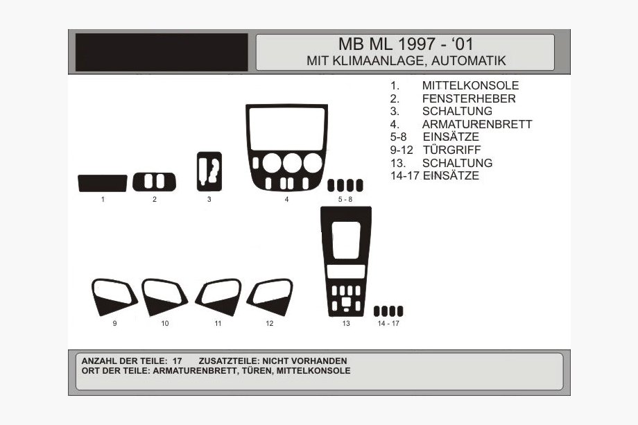 Mercedes ML W163 1997-2005 Coperture cruscotto (Vip, Polonia) OFFERTA! Carbonio Image
