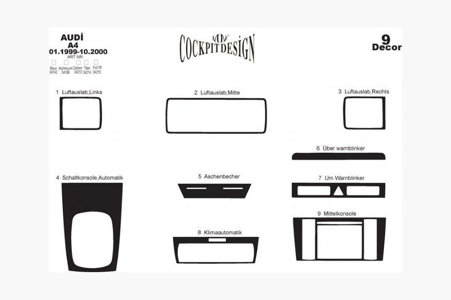 Audi A4 B5 1994–2001 Kit rivestimenti interni (1999-2000) Foto 4
