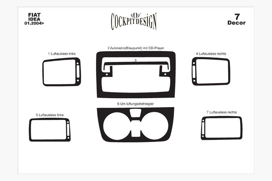Fiat Idea 2003-2016 Rivestimento Decorativo Cruscotto Foto 2