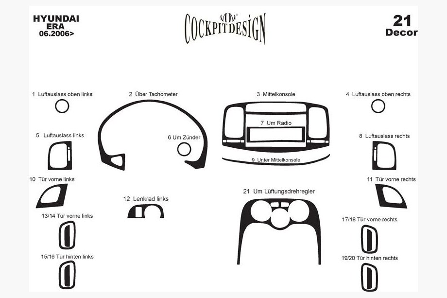 Hyundai Accent 2006-2010 Coperture Cruscotto Legno Foto 4
