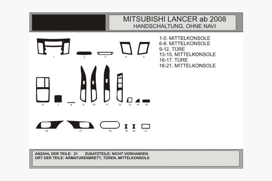 Mitsubishi Lancer X 2008- Coperture cruscotto (Hartman) Image