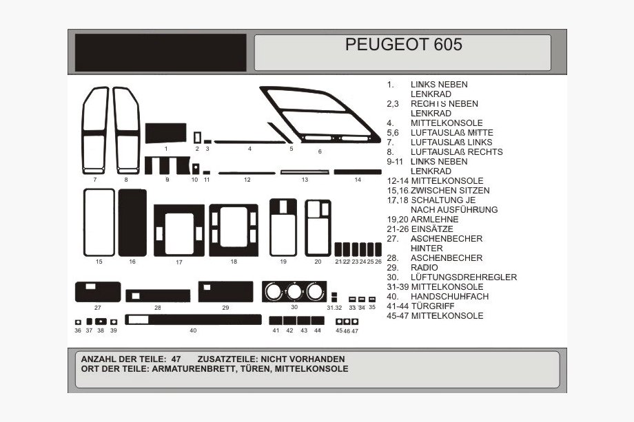 Peugeot 605 1989-1999 Coperture Cruscotto Image