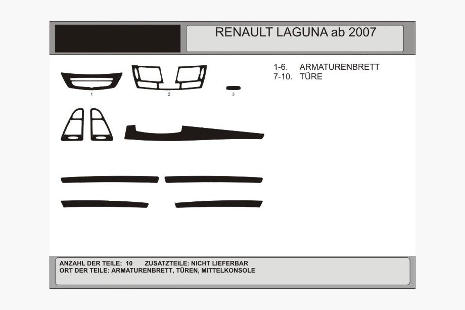 Renault Laguna 2007-2015 Coperture cruscotto (Hartman, Polonia) Noce Image
