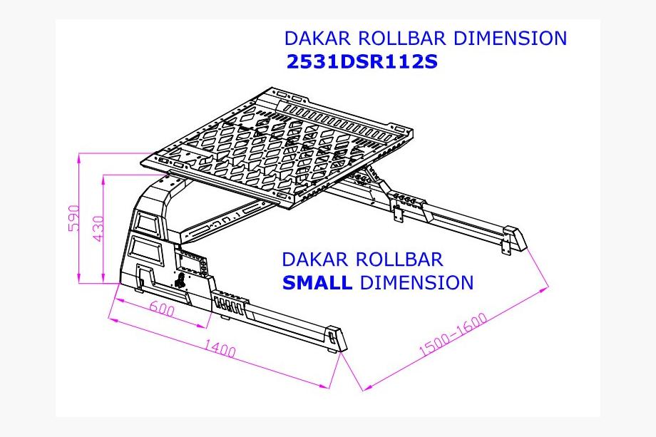 Mitsubishi L200 2015-2024 Roll Bar con cestello Dakar Foto 4