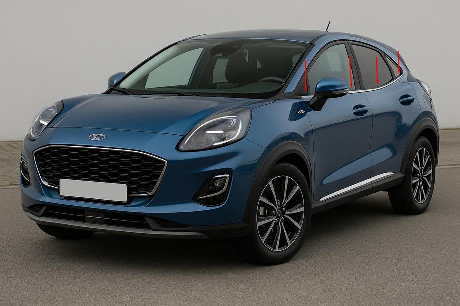 Ford Puma 2019- Modanature inferiori finestrini acciaio inox (8 pz) Image