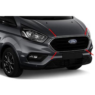 Cornice cromata per griglia anteriore 2018+ (4 pz, acciaio inox) Ford Custom 2013-2022 foto 1