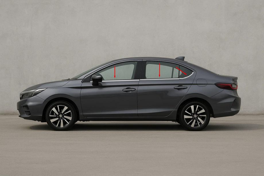 Honda City 2021- Cornici Finestrini SD (6 pz, Acciaio Inox) Image