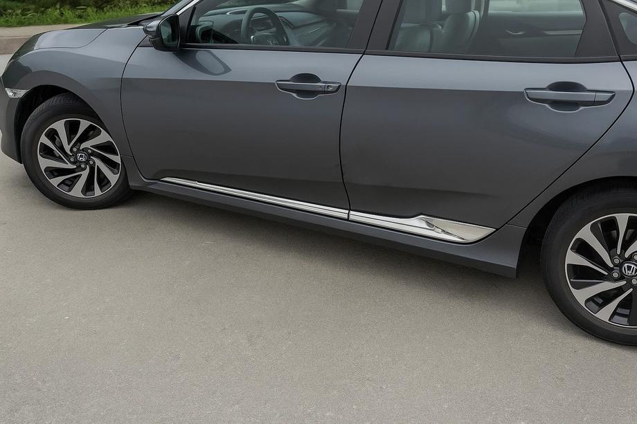 Honda Civic Sedan X 2016-2021 Modanature Porte V2 (4 pz, Acciaio Inox) Image