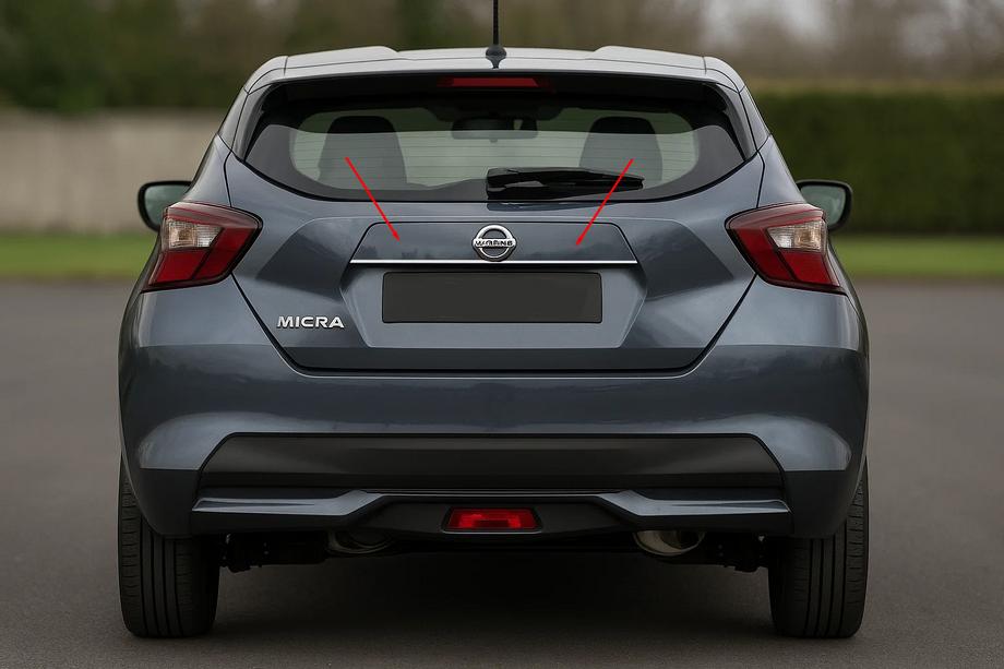Nissan Micra K14 2016- Modanatura cromata sopra targa OmsaLine (acciaio inox) Image