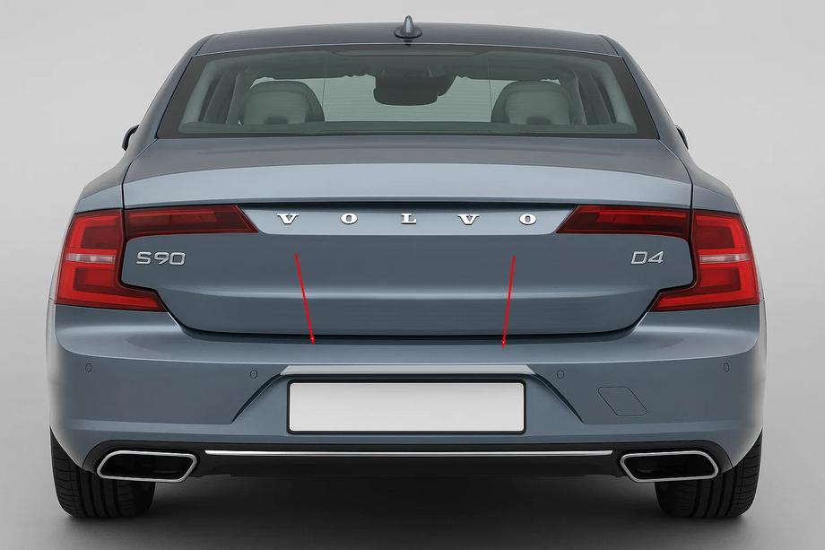 Volvo S90/V90 2016- Modanatura cromata sopra la targa (per S90, acciaio inox) Image