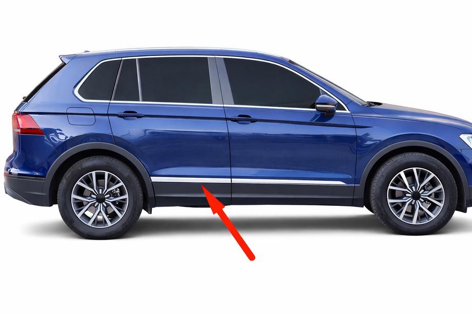 Volkswagen Tiguan 2016-2023 Modanature porte OmsaLine per AllSpace (4 pz, acciaio inox) Foto 1