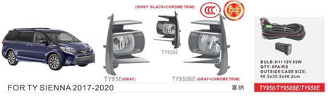 Toyota Sienna 2010-2020 Fendinebbia 2017-2020 (2 pz, alogeni) foto 1