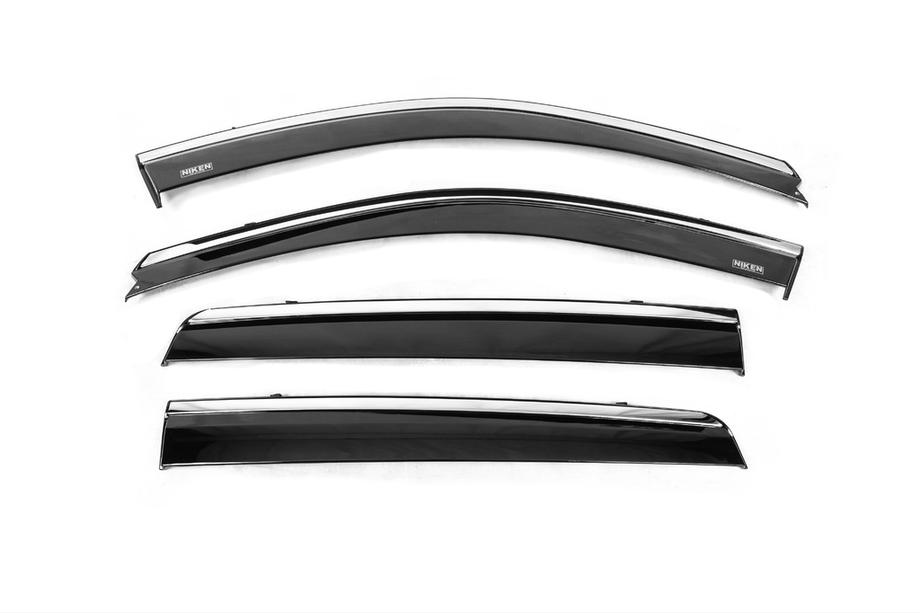 Hyundai Santa Fe 2 2006-2012 Deflettori finestrini con profilo cromato (4 pz, Niken) Foto 2