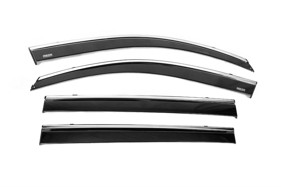 Toyota Highlander 2008-2013 Deflettori finestrini con profilo cromato (4 pz, Niken) Foto 3