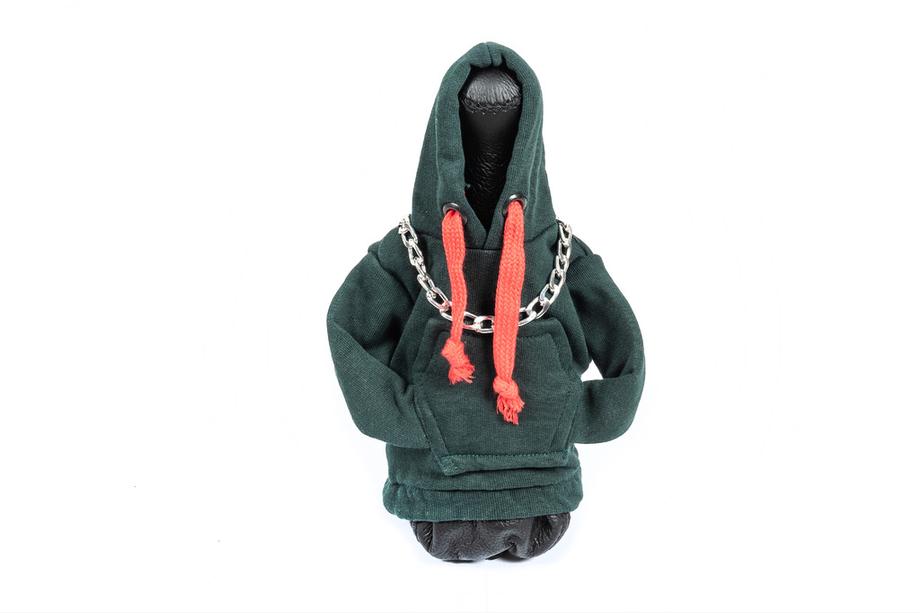 Copri leva cambio stile felpa con cappuccio (verde, cordino rosso) Foto 1
