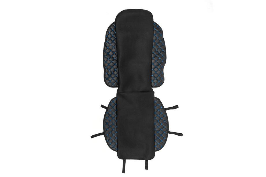 Copertura sedile ECO e tessuto (1 pz, Nero con cuciture blu + tessuto) Image