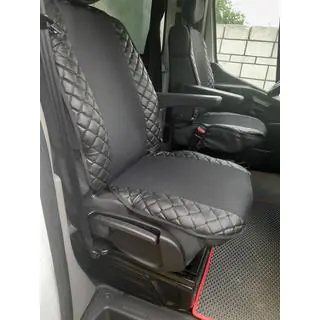 Copri sedile ECO e tessuto (1 pz, Nero con cuciture nere + tessuto) foto 3