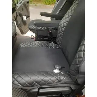 Copri sedile ECO e tessuto (1 pz, Nero con cuciture nere + tessuto) foto 4