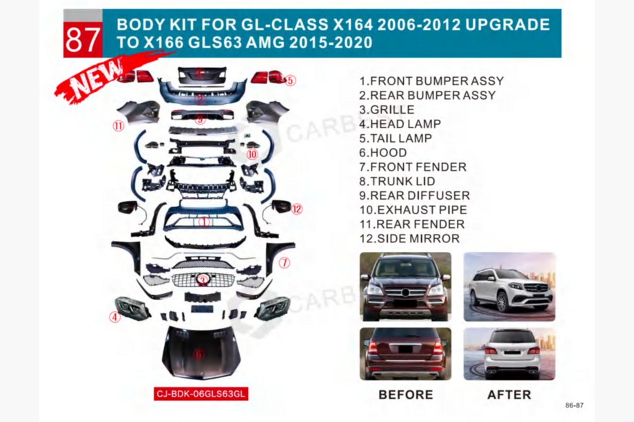 Mercedes GL class X164 2006-2012 Kit restyling per GLS X166 AMG Foto 5