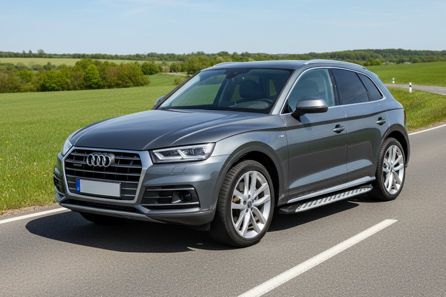 Audi Q5 2017-2025 Pedane Laterali Shining V1 (2 pz, Alluminio) Foto 1