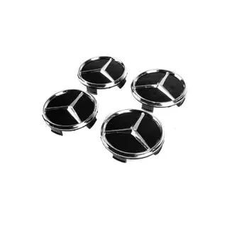 Copri mozzo 71/74 mm senza anello (4 pz, neri con logo cromato) foto 1