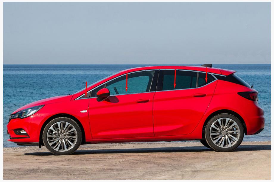 Opel Astra K 2016-2021 Cornici finestrini (HB) (8 pz, acciaio inox) Image