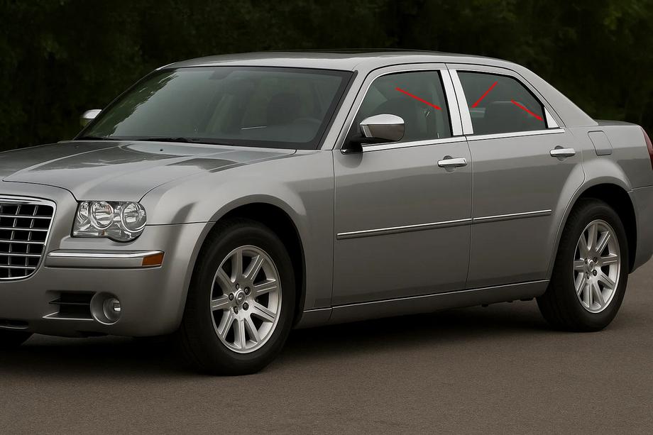 Chrysler C300 2004-2011 Coperture montanti porta in acciaio inox (6 pz) Foto 1