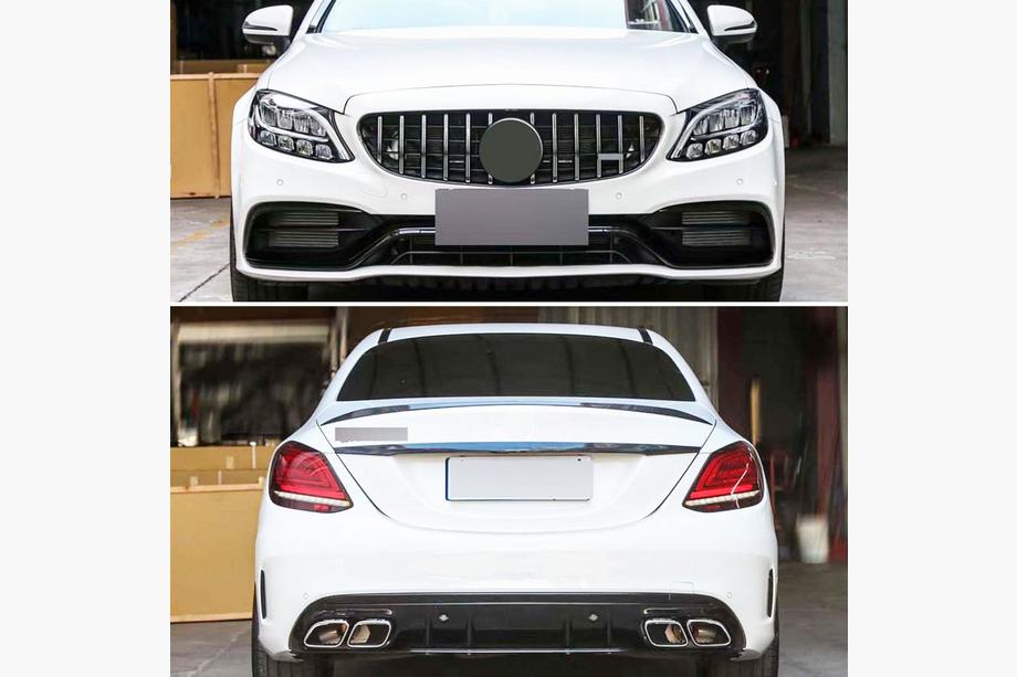 Mercedes C-class W205 2014-2021 Kit carrozzeria con diffusore (design AMG C63 2018-2021) Foto 3