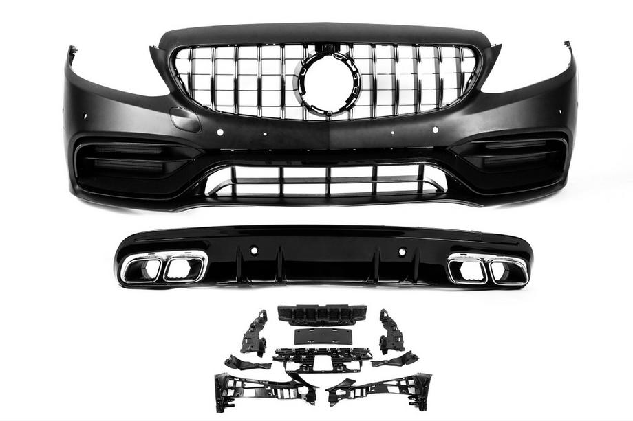 Mercedes C-class W205 2014-2021 Kit carrozzeria con diffusore (design AMG C63 2018-2021) Foto 7