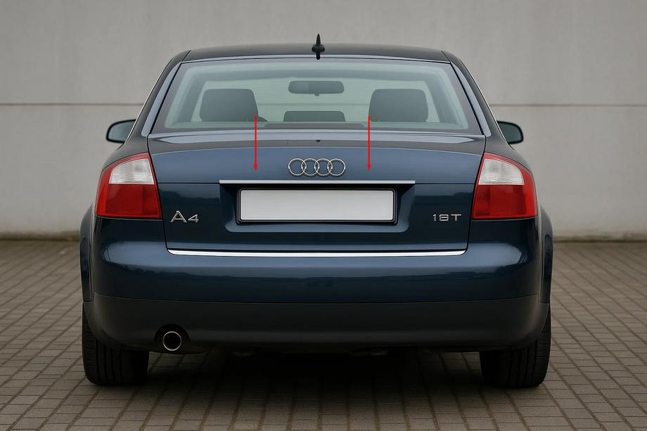 Audi A4 B6 2000-2004 Modanatura sopra targa (Carmos acciaio inox) V-2 Image