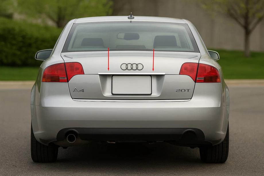 Audi A4 B7 2004-2008 Modanatura sopra targa (Carmos acciaio inox) V-2 Foto 1