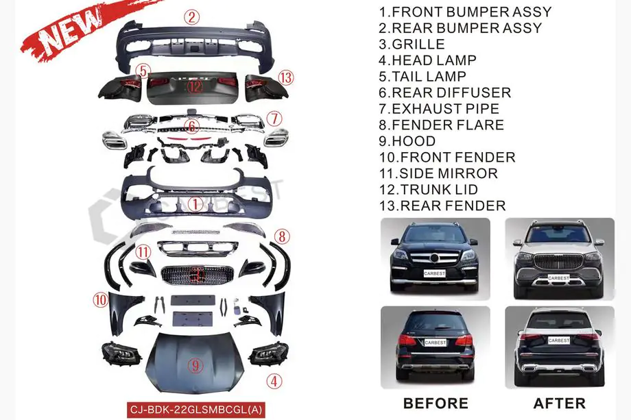 Mercedes GL/GLS class X166 2012-2019 Kit conversione facelift da X166 a GLS X167 Maybach (Type-A) Image