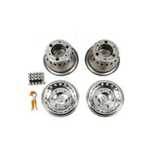 Copricerchi in acciaio inox Exclusive V3 (design a 2 anelli, 4 pz) foto 4