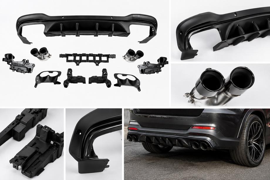 Mercedes GLC X253 2015-2022 Diffusore posteriore con terminali di scarico (Design AMG43) Foto 1