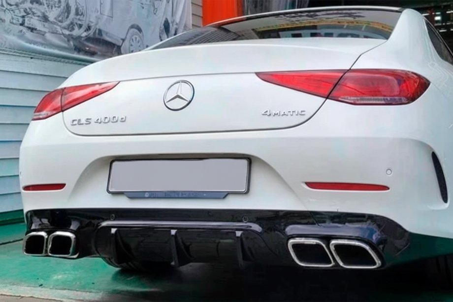 Mercedes CLS C257 2018- Diffusore posteriore con terminali di scarico (Design GT63) Foto 1
